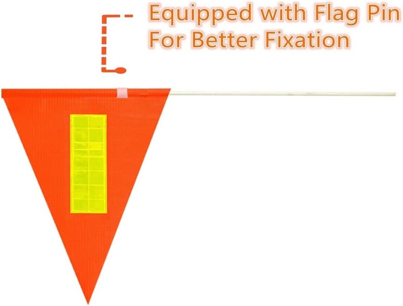 Uelfbaby 2 Pcs Bike Flags with Pole 6 Feet Adjustable Height Heavy Duty Fiberglass Pole Polyester Tear-Resistant Waterproof (Orange with Reflective Strip） - Image 3